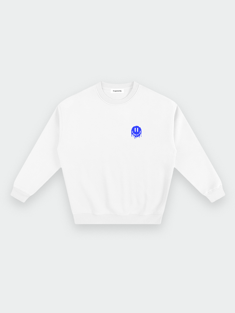 drip smiley crew – white