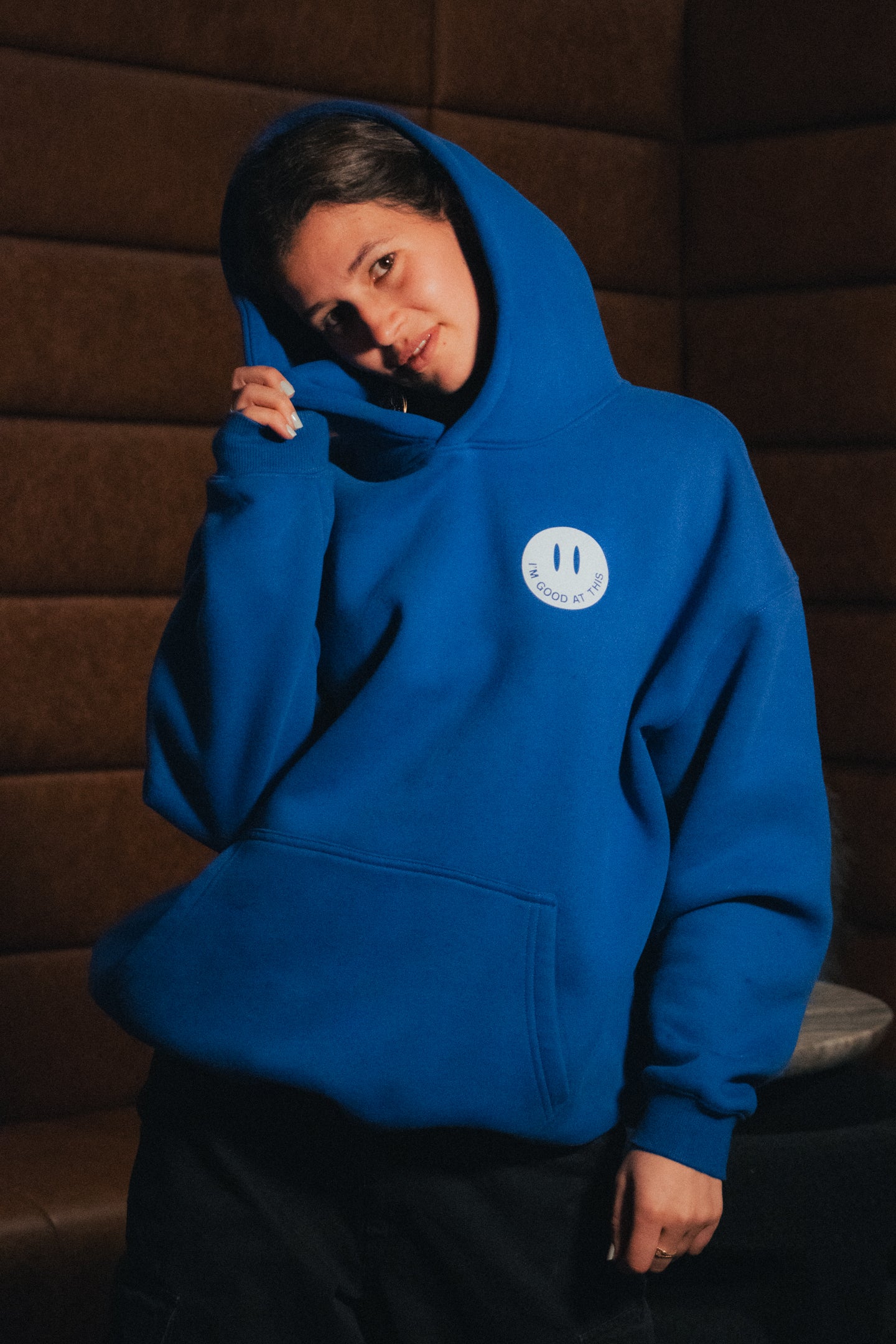 smile hoodie – royal blue