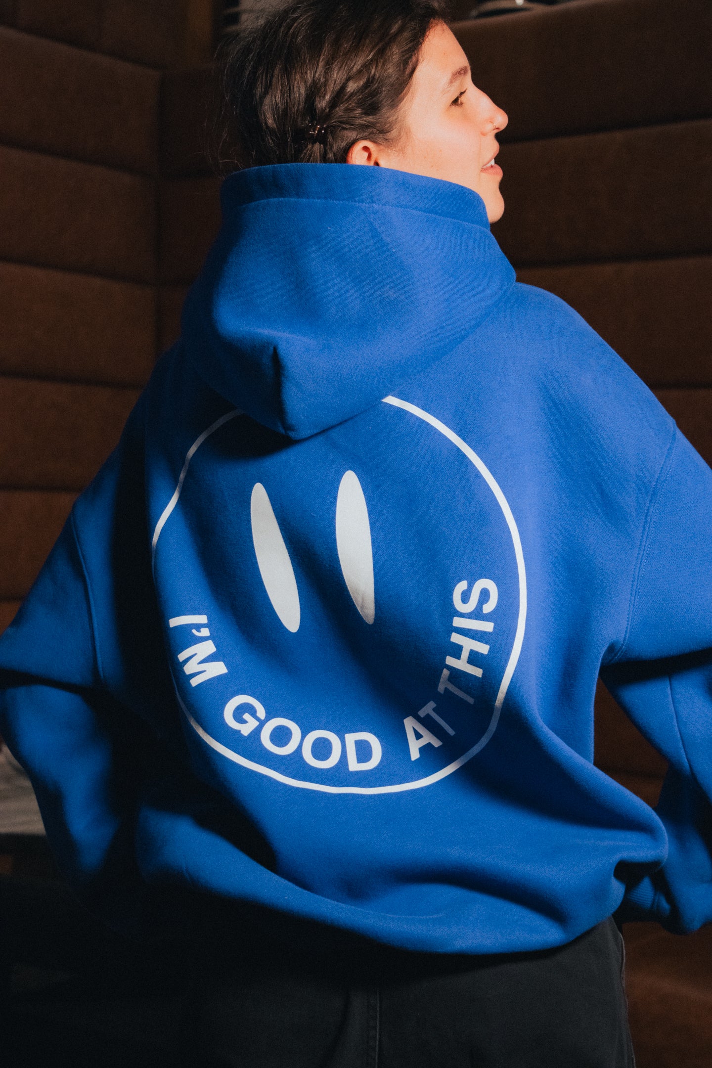smile hoodie – royal blue