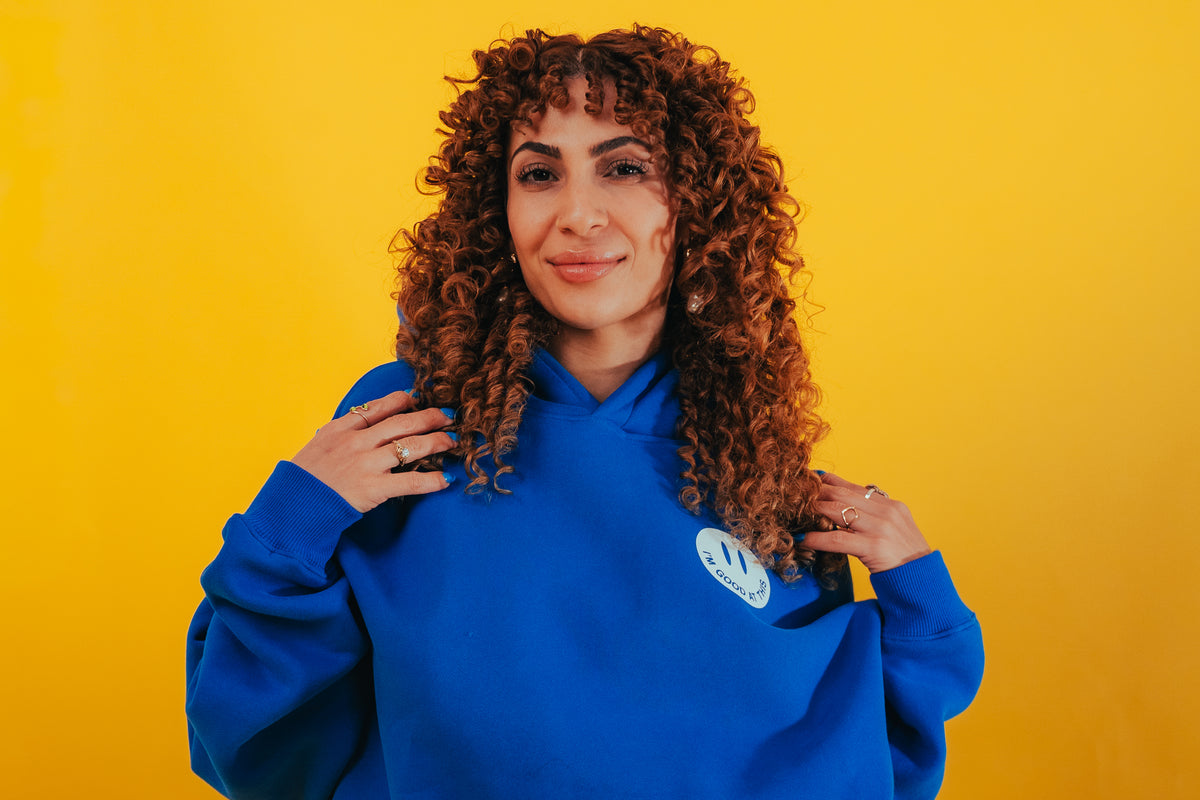 smile hoodie – royal blue