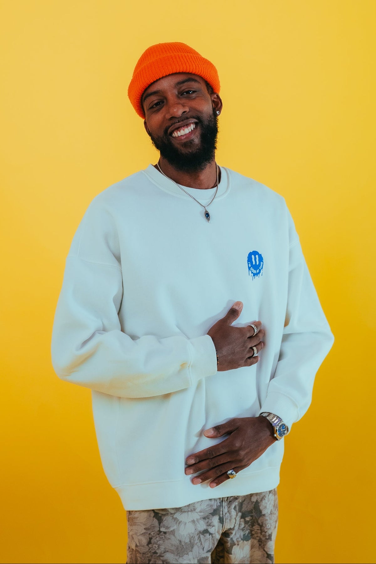 drip smiley crew – white