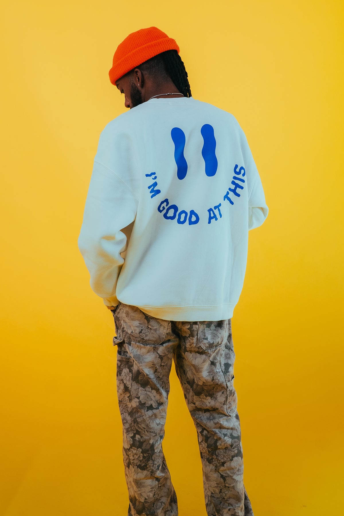 drip smiley crew – white